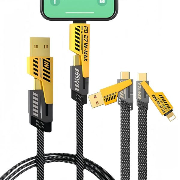 4-in-1 Multi Usb Charging Cable – Usb-c To Usb-c, Usb-c To Lightning, Usb-a To Usb-c, Usb-a To Lightning.