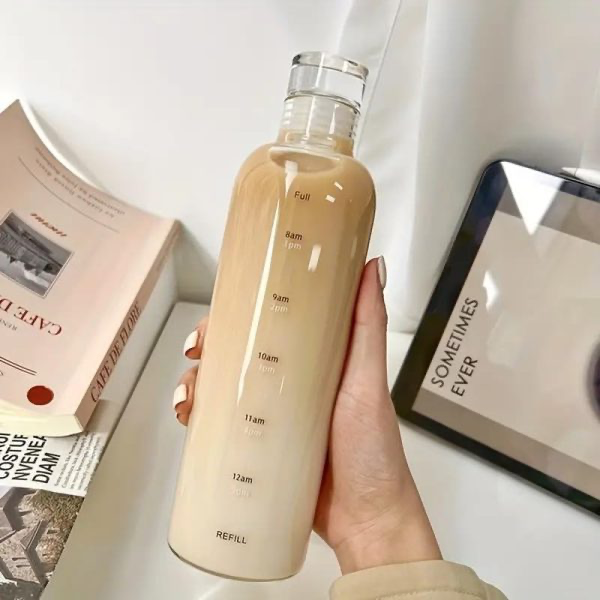 1pc 500ml/17oz Clear Leakproof Water Bottle With Time Scale