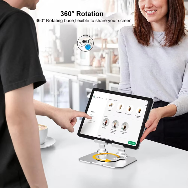 360° Rotating Metal Tablet & Mobile – Adjustable, Foldable Stand