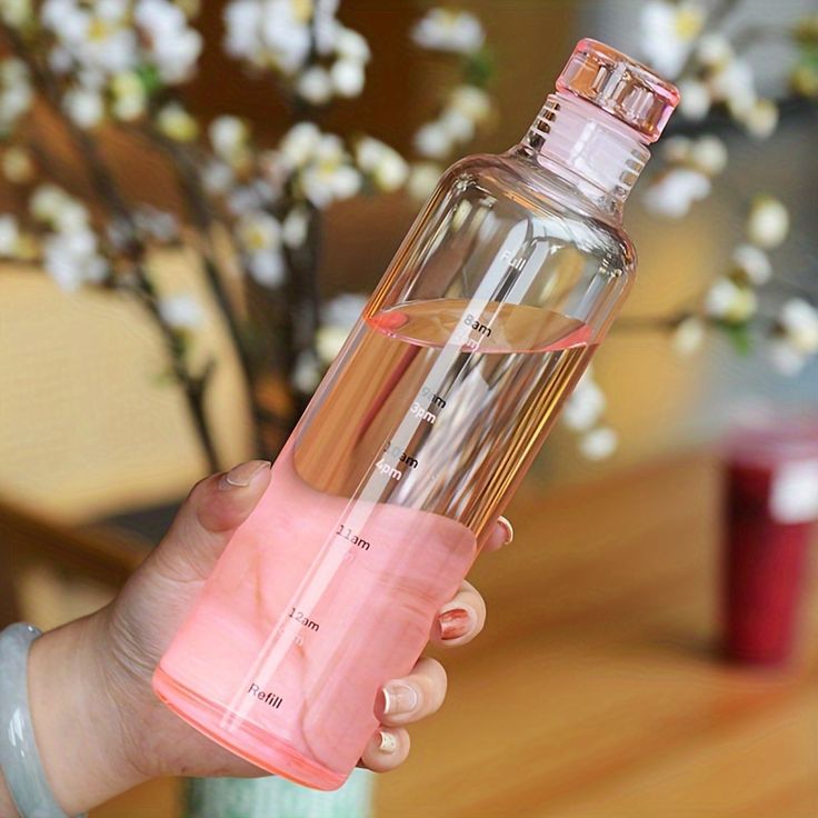 1pc 500ml/17oz Clear Leakproof Water Bottle With Time Scale