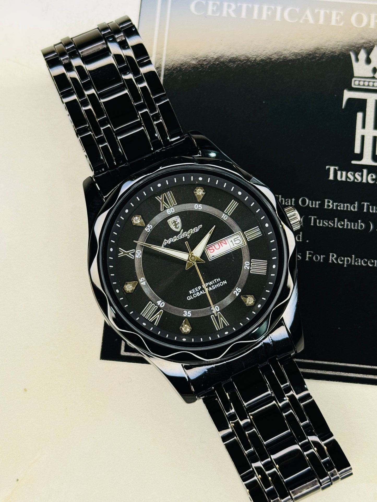 All Black Poedagar Saint Dial Watch