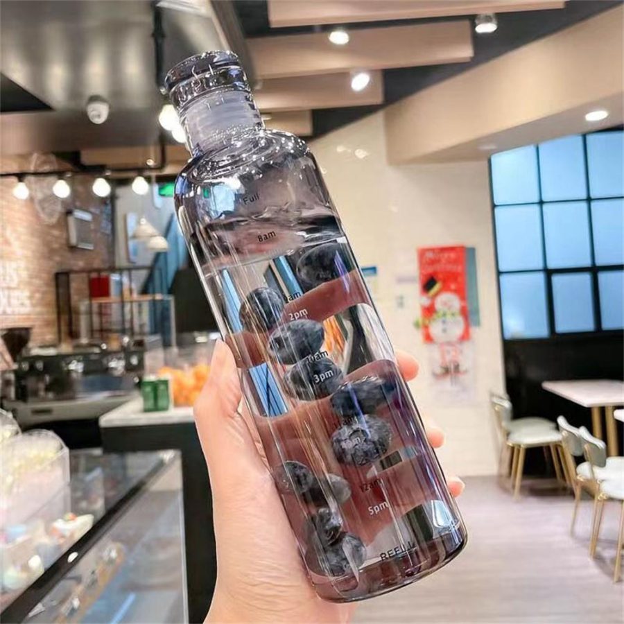 1pc 500ml/17oz Clear Leakproof Water Bottle With Time Scale