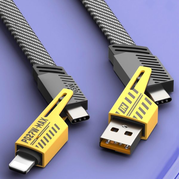4-in-1 Multi Usb Charging Cable – Usb-c To Usb-c, Usb-c To Lightning, Usb-a To Usb-c, Usb-a To Lightning.