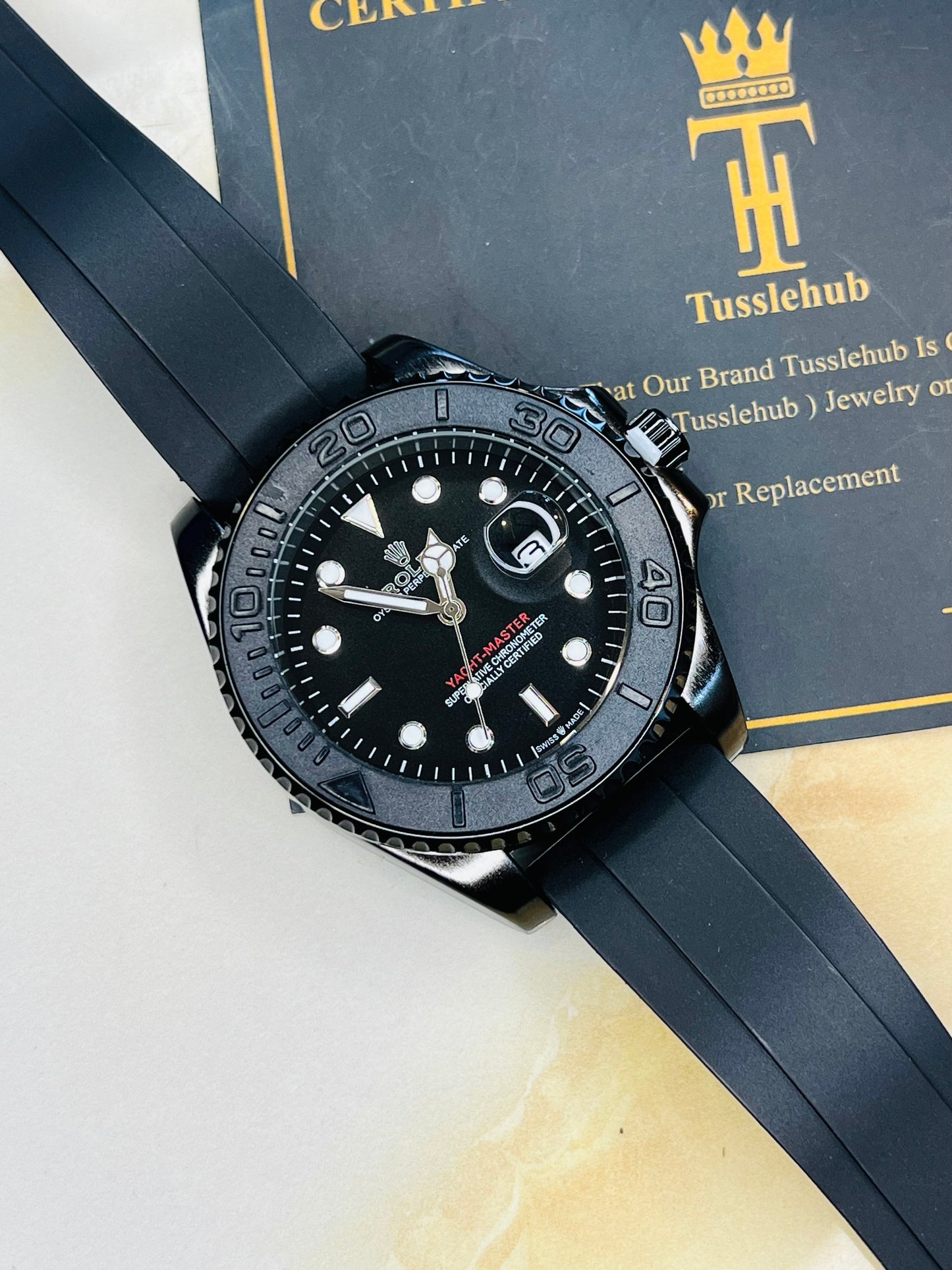 All Black Yatchmaster Oyster Watch