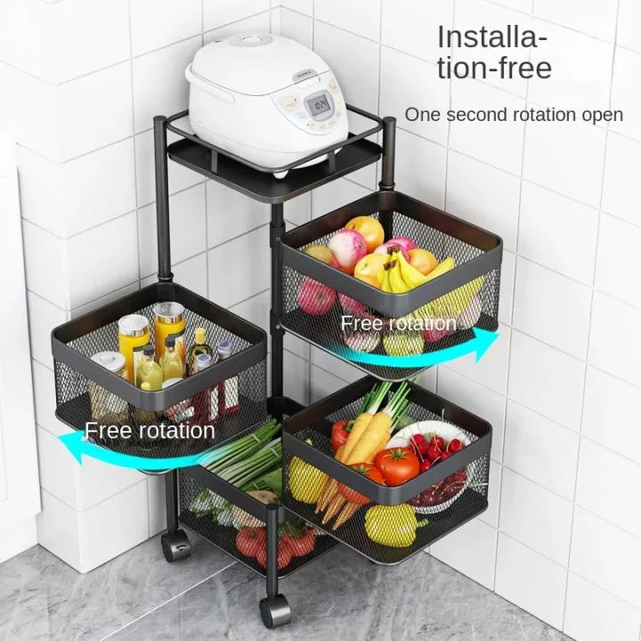 5 layer Floor Rotating Storage Rack Vegetable Fruit Storage Rack