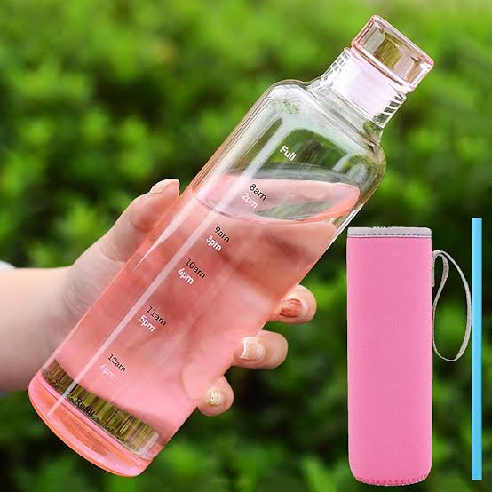 1pc 500ml/17oz Clear Leakproof Water Bottle With Time Scale