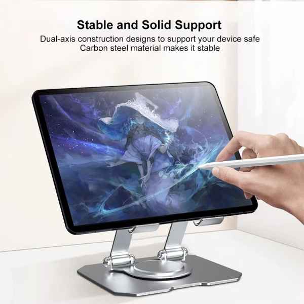 360° Rotating Metal Tablet & Mobile – Adjustable, Foldable Stand