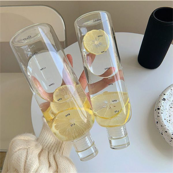 1pc 500ml/17oz Clear Leakproof Water Bottle With Time Scale