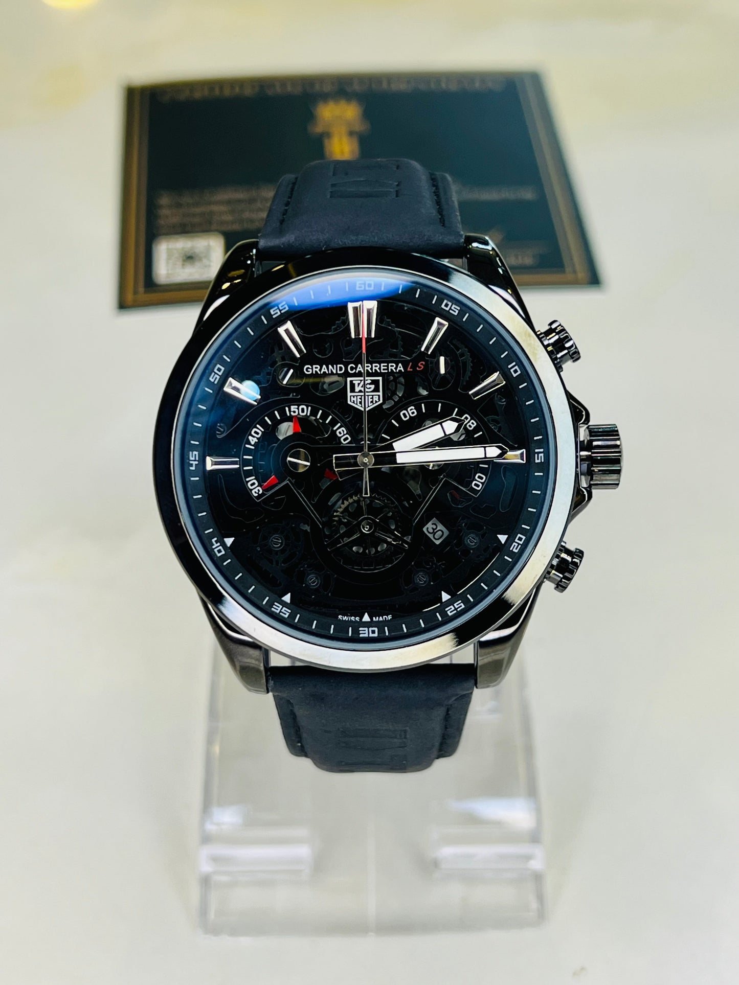 All Black Grand Carrera Chronographs Leather Watch