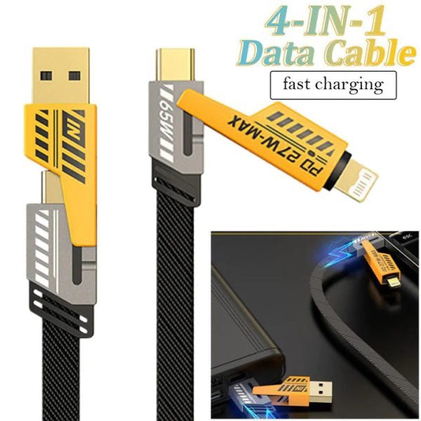 4-in-1 Multi Usb Charging Cable – Usb-c To Usb-c, Usb-c To Lightning, Usb-a To Usb-c, Usb-a To Lightning.