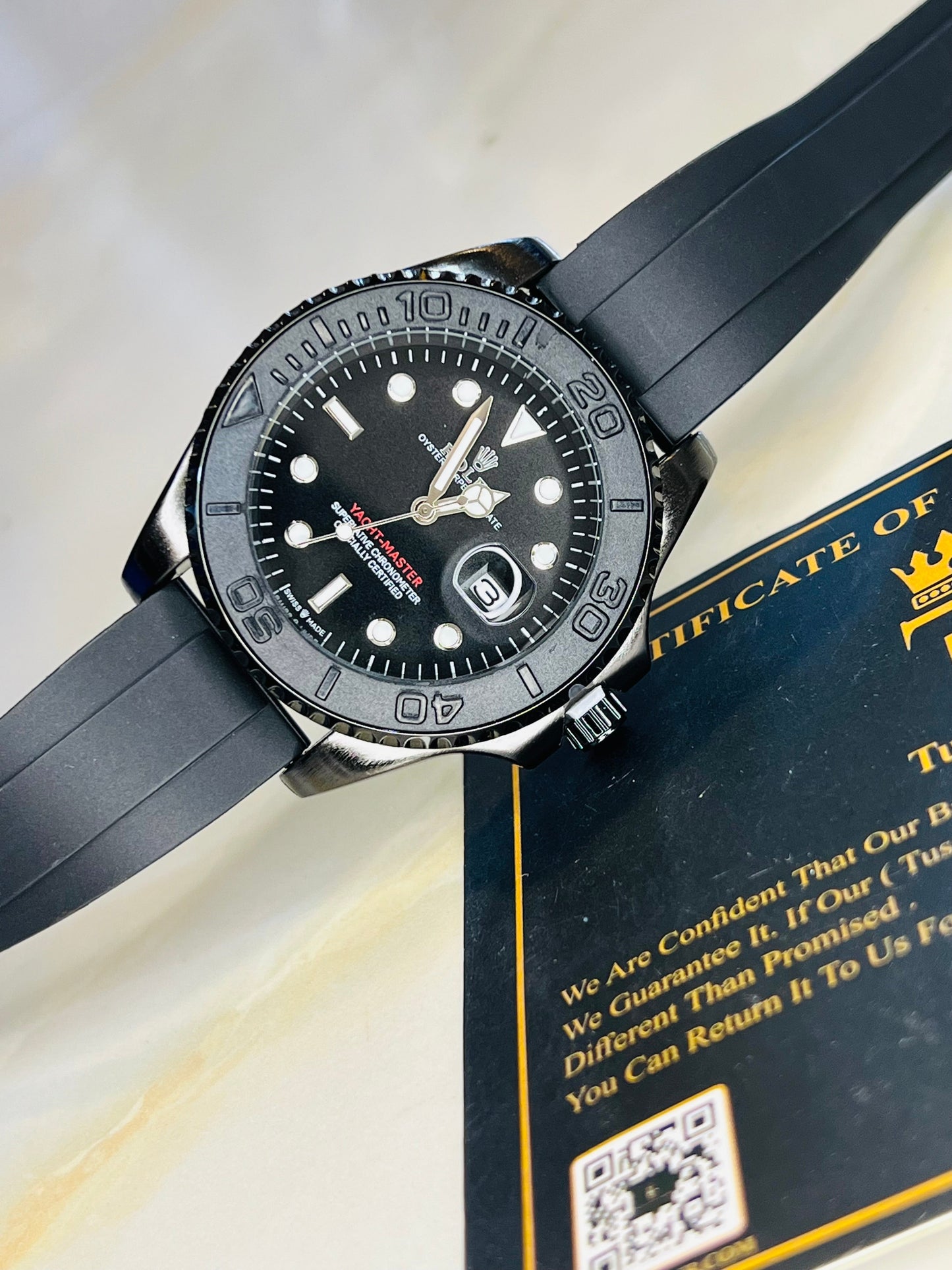 All Black Yatchmaster Oyster Watch