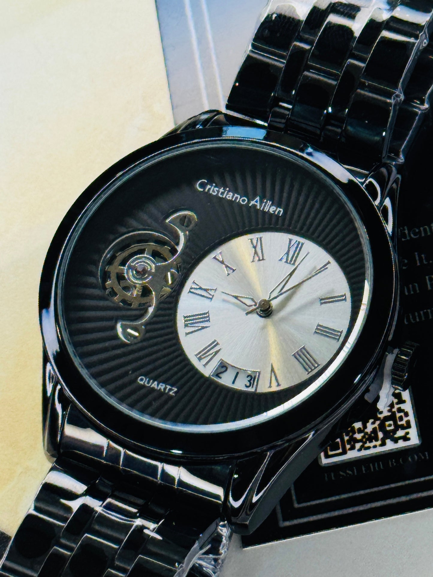 All Black Cristiano Aillen Spiral Gear Dial Watch