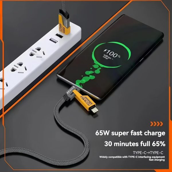 4-in-1 Multi Usb Charging Cable – Usb-c To Usb-c, Usb-c To Lightning, Usb-a To Usb-c, Usb-a To Lightning.