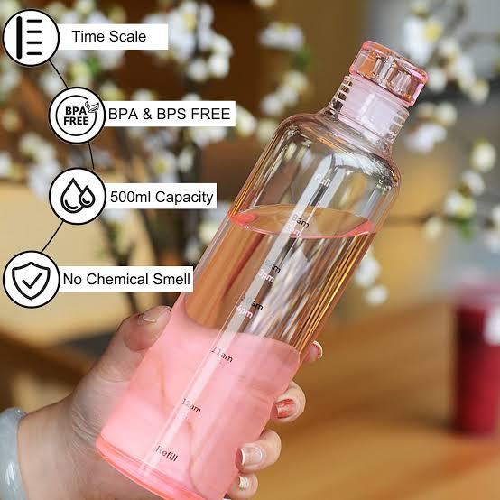 1pc 500ml/17oz Clear Leakproof Water Bottle With Time Scale