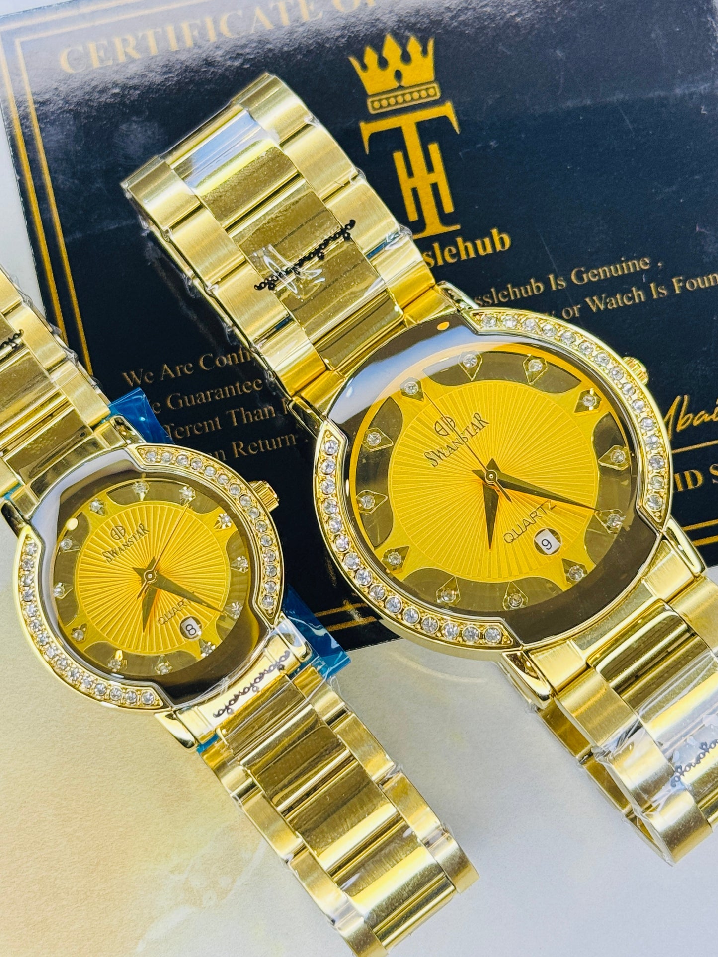 All Gold Sea Star Couple Watch