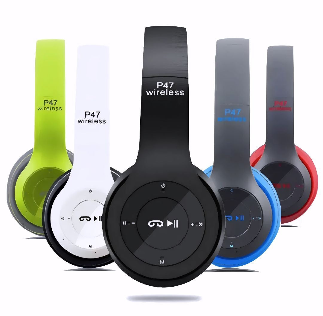 P47 Wireless Bluetooth Headphones – HiFi Stereo Sound, Built-in Mic, Wireless Over-Ear Headset for Music, Gaming & Calls