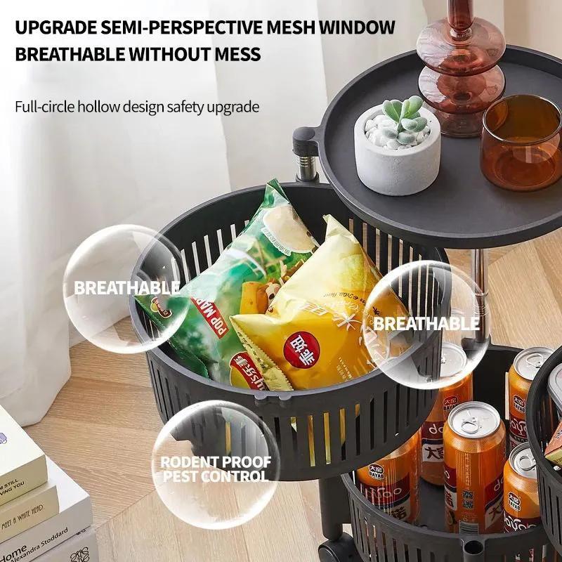 360° Rotating Multi-Layer Kitchen Storage Rack with Wheels – Fruit & Vegetable Organizer