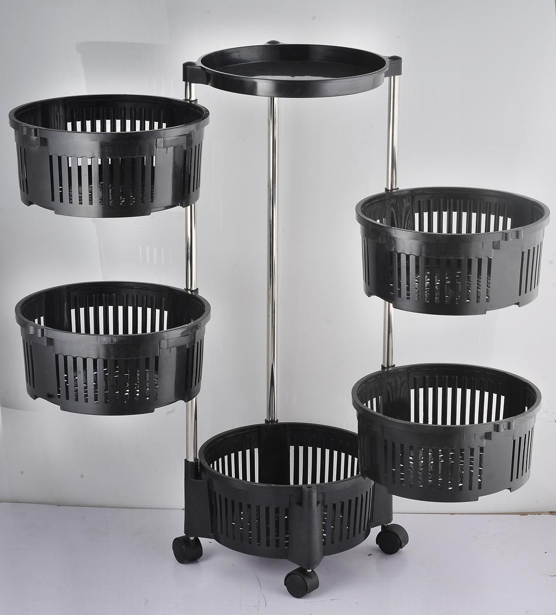 360° Rotating Multi-Layer Kitchen Storage Rack with Wheels – Fruit & Vegetable Organizer