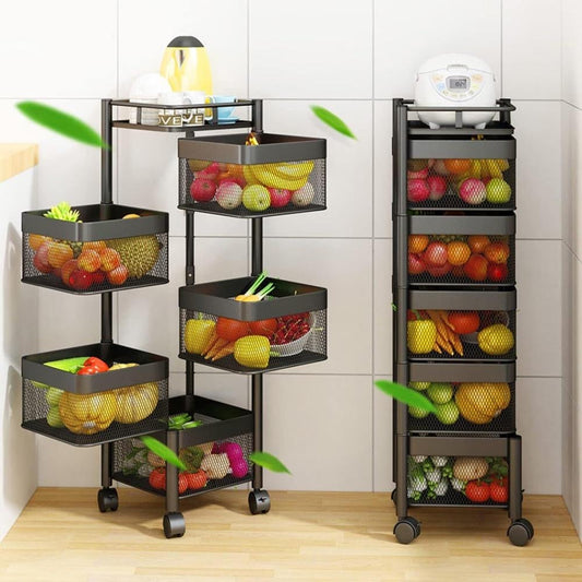 5 layer Floor Rotating Storage Rack Vegetable Fruit Storage Rack