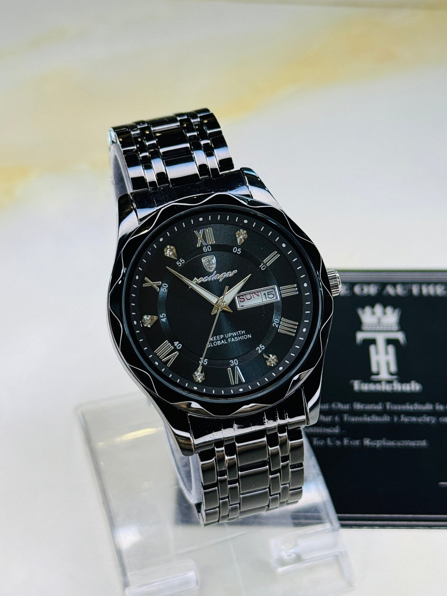 All Black Poedagar Saint Dial Watch
