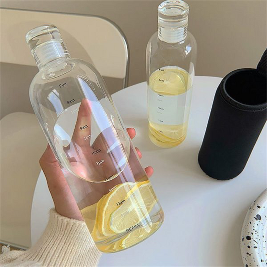 1pc 500ml/17oz Clear Leakproof Water Bottle With Time Scale