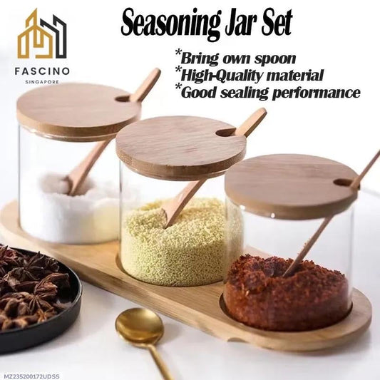 3-Piece Wooden Spice Rack Set – Brown Kitchen