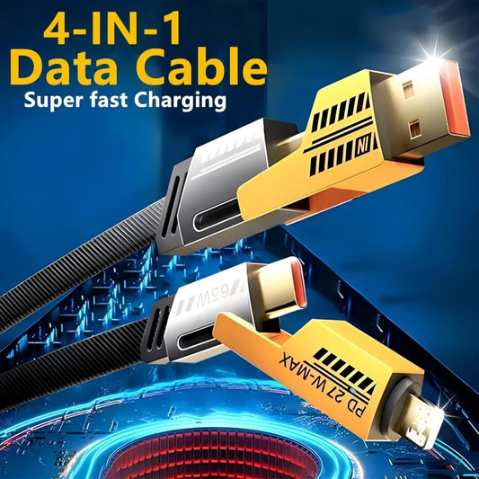 4-in-1 Multi Usb Charging Cable – Usb-c To Usb-c, Usb-c To Lightning, Usb-a To Usb-c, Usb-a To Lightning.