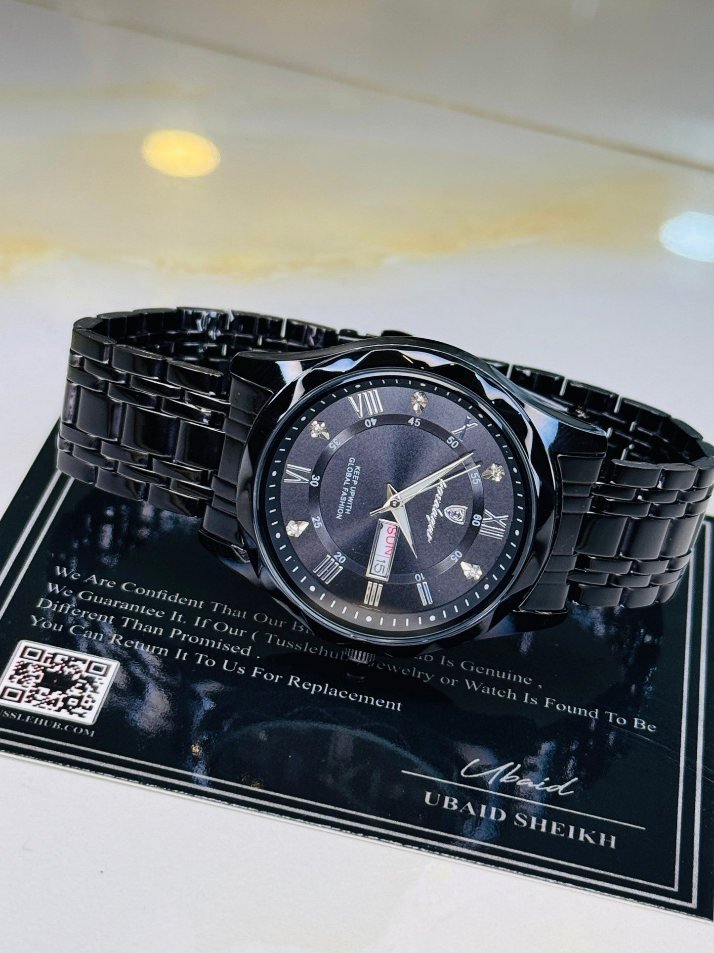 All Black Poedagar Saint Dial Watch