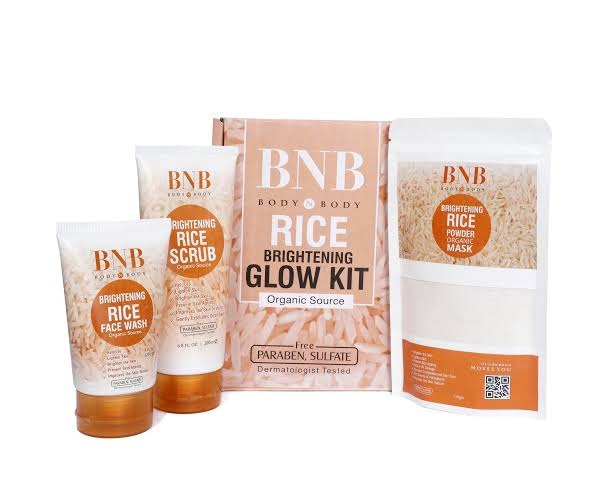 3 in 1 Brightening Glow Kit Rice Scrub Face Wash + Mask